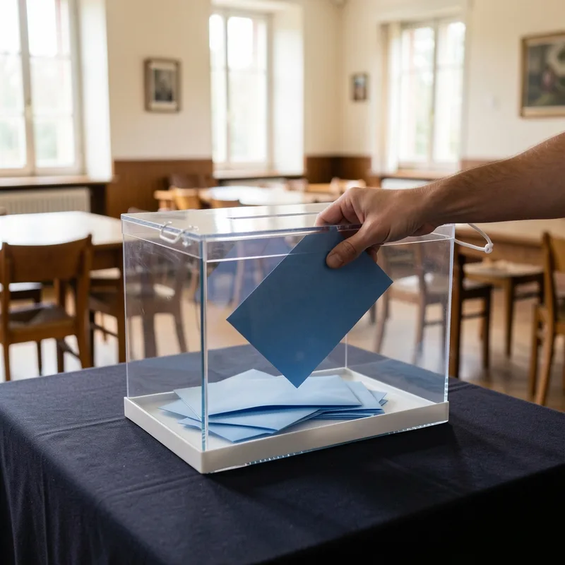 Bulletin de vote glissé dans une urne transparente lors d un scrutin municipal