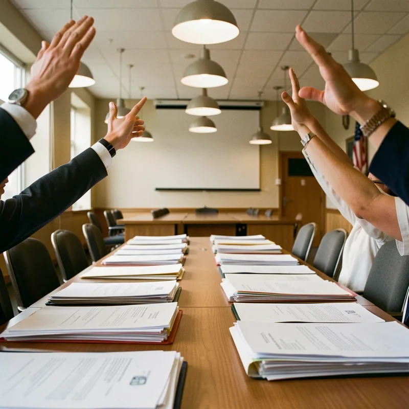 Mains levées lors d un vote pendant une réunion publique en mairie